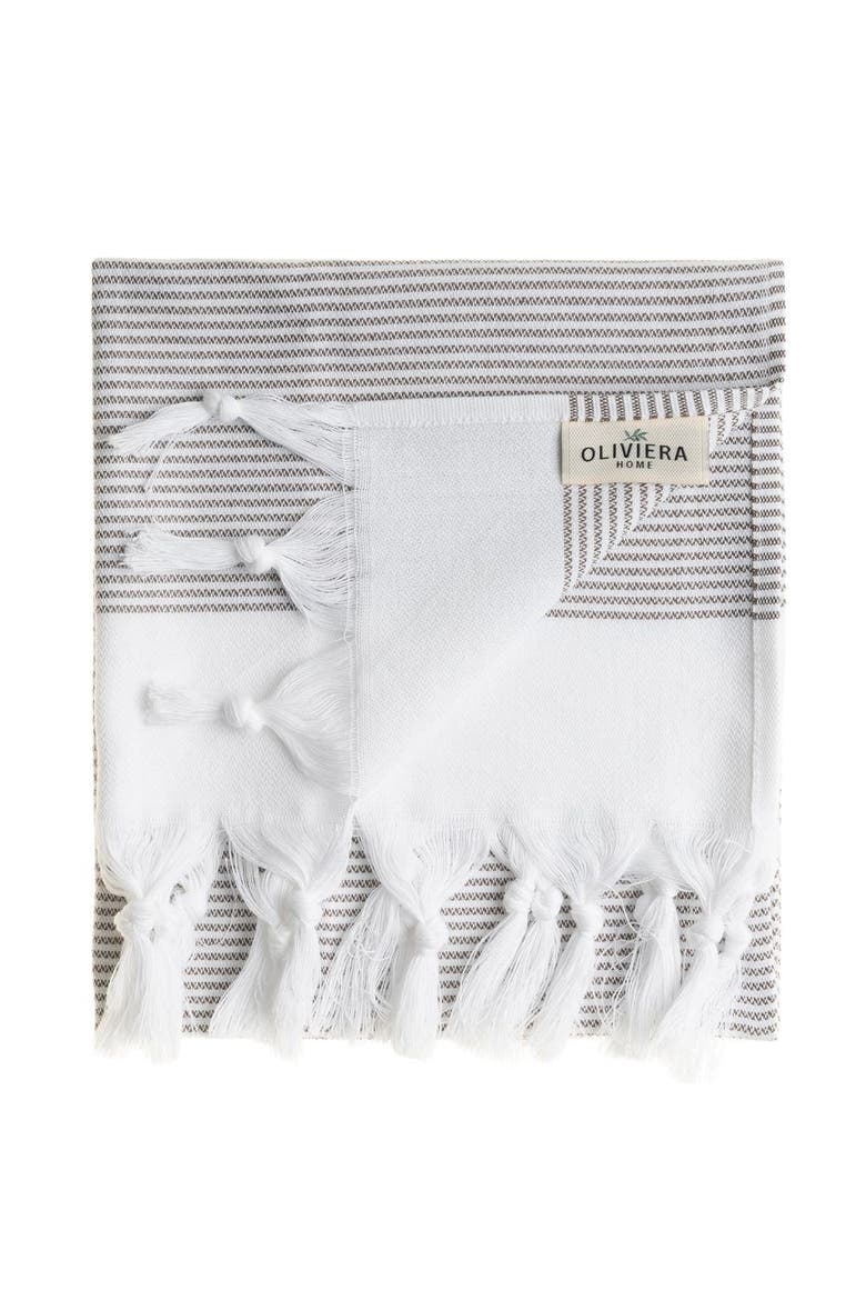 Fine Stripe Turkish Cotton Hand & Kitchen Towel Bundle, Alternate, color, Taupe Brown