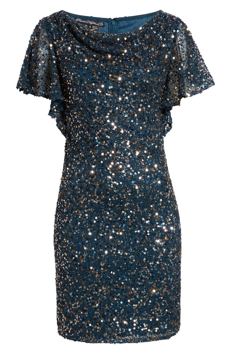 Pisarro Nights Cowl Neck Sequin Cocktail Dress, Alternate, color,