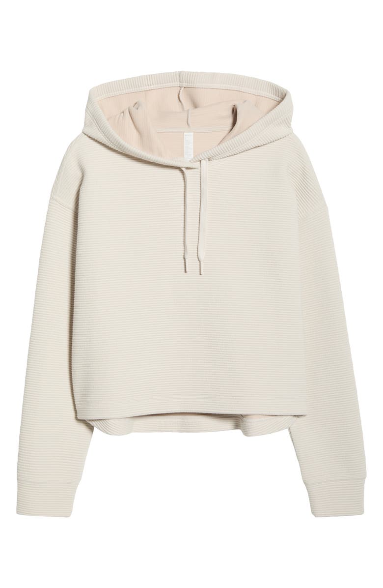 Zella Ottoman Cotton Blend Ribbed Hoodie, Main, color, Grey Moonbeam