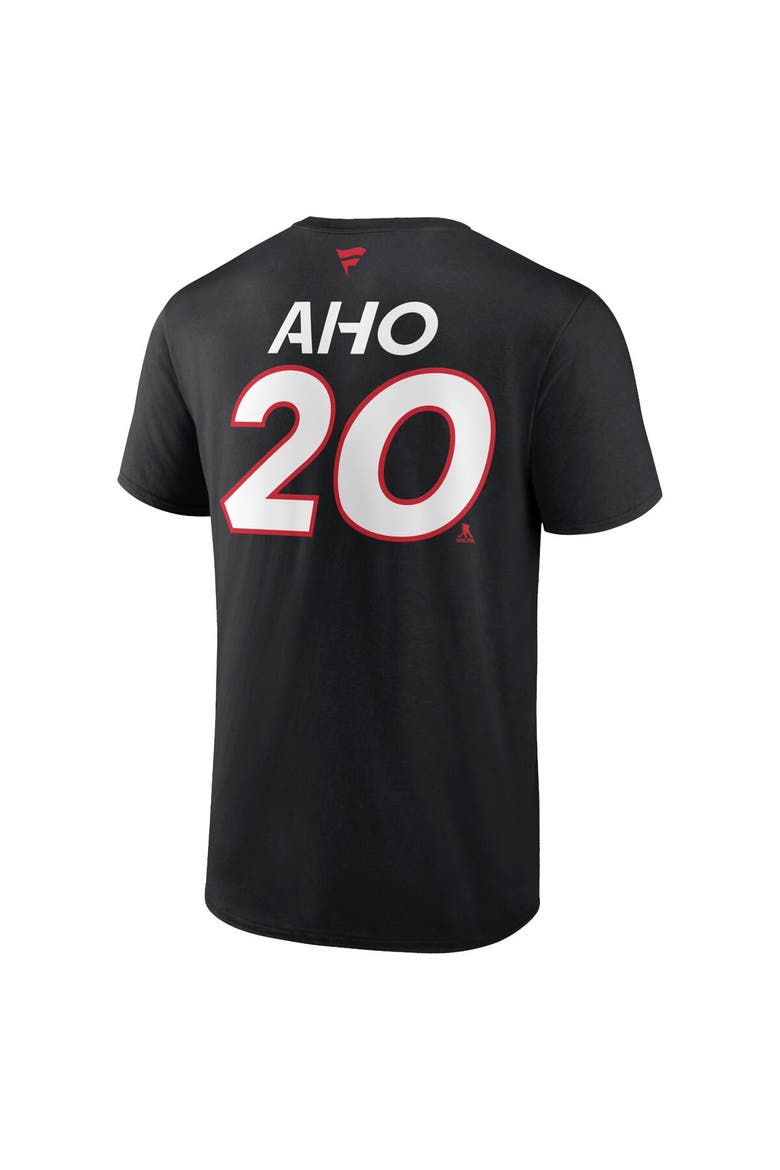 Men's Fanatics Branded Sebastian Aho Black Carolina Hurricanes Authentic Pro Prime Name & Number T-Shirt, Alternate, color, Black