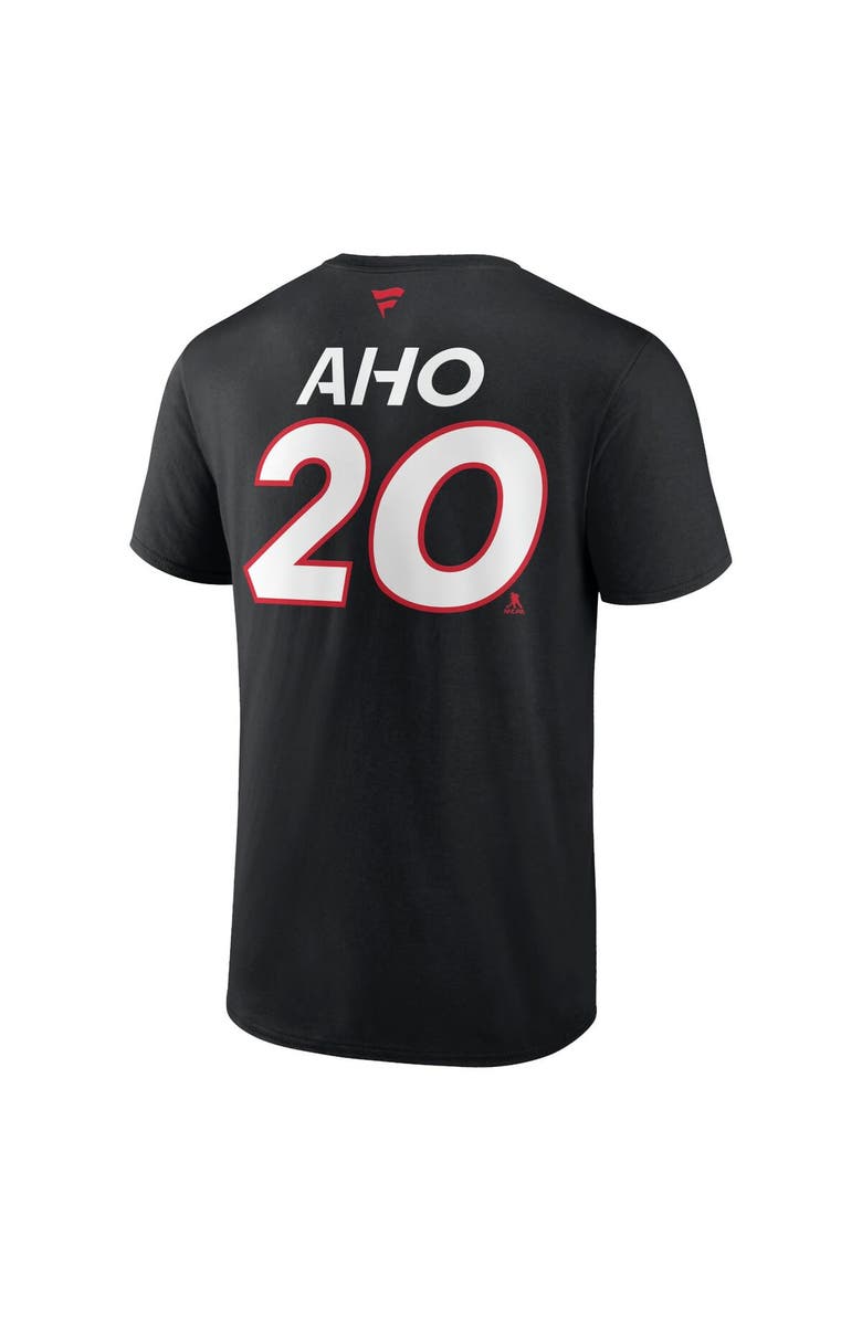 FANATICS Men's Fanatics Branded Sebastian Aho Black Carolina Hurricanes Authentic Pro Prime Name & Number T-Shirt, Alternate, color, Black
