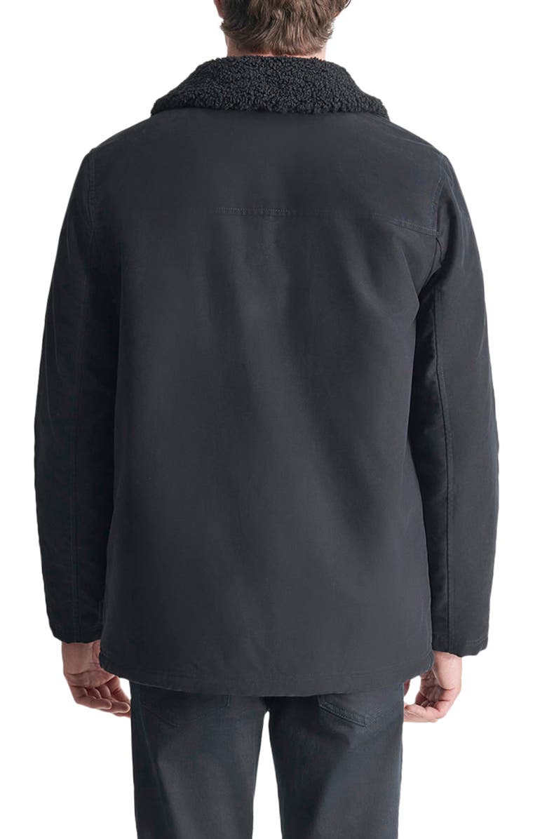 DKNY Faux Shearling Lined Chore Jacket, Alternate, color, Black