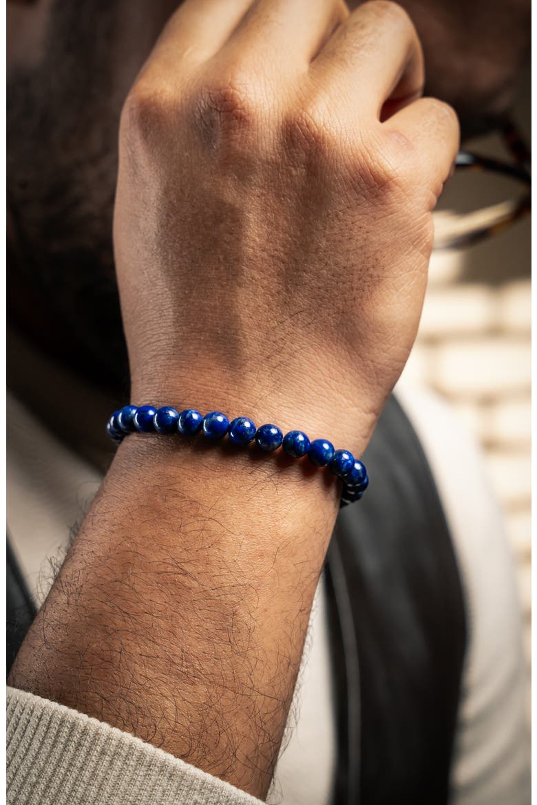 Men's Stone Bead Bracelet, Alternate, color, DARK BLUE
