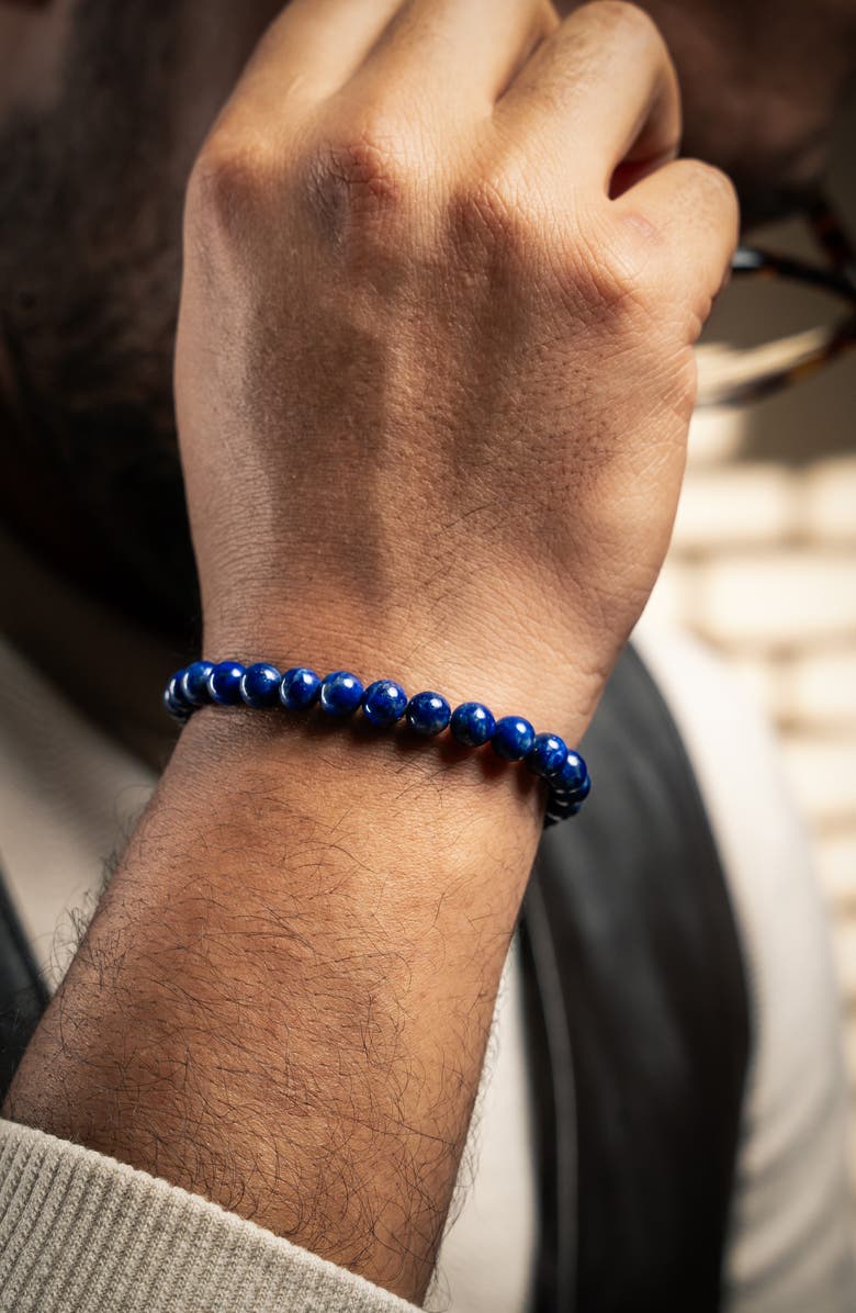 Caputo & Co. Men's Stone Bead Bracelet, Alternate, color, Lapis Lazuli
