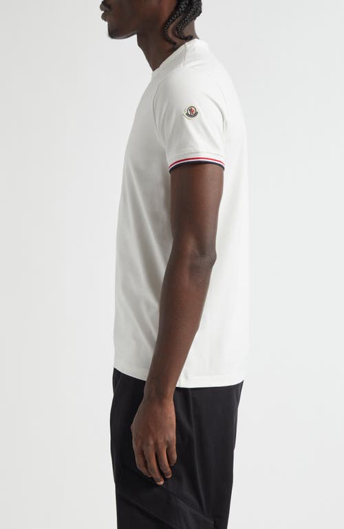 Moncler Tipped Cotton Stretch Jersey T-shirt In Ivory/ivory