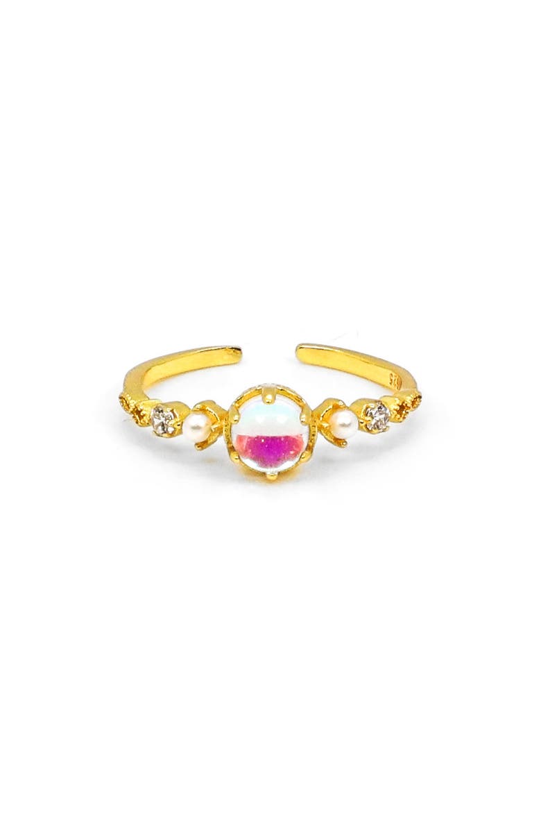LA MENO Iridescent Imitation Pearl Crystal Ring, Main, color, 