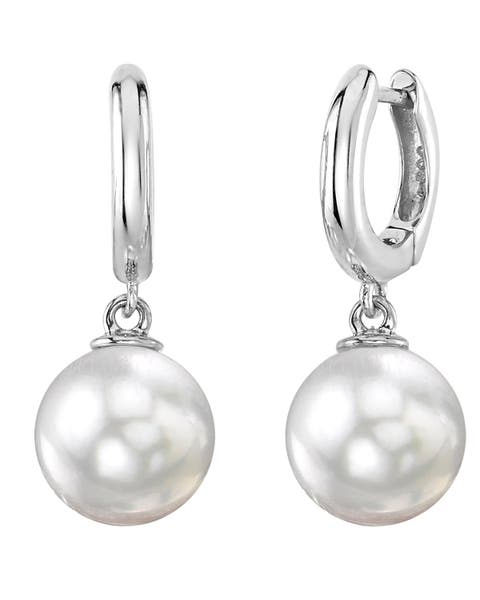 White South Sea Pearl Huggie Mary Earrings