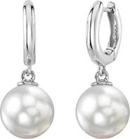 The Pearl Source White South Sea Pearl Huggie Mary Earrings