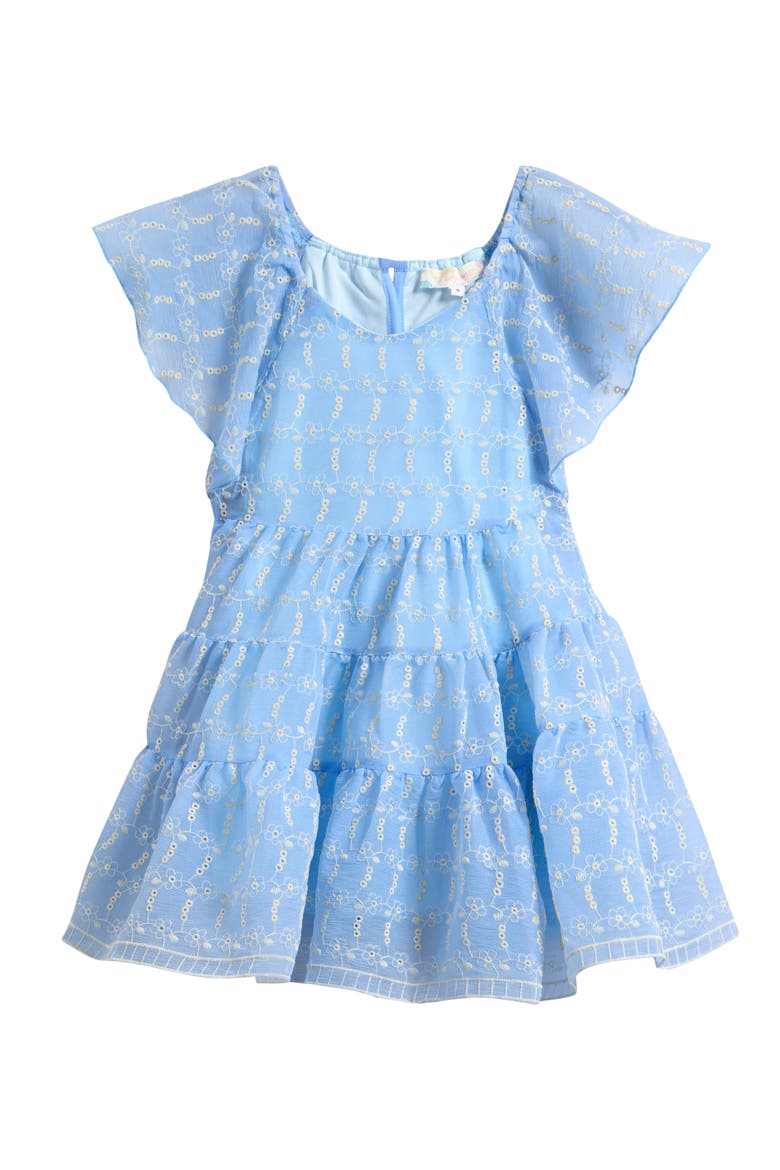 Kids' Eyelet Tiered Dress, Main, color, BLUE