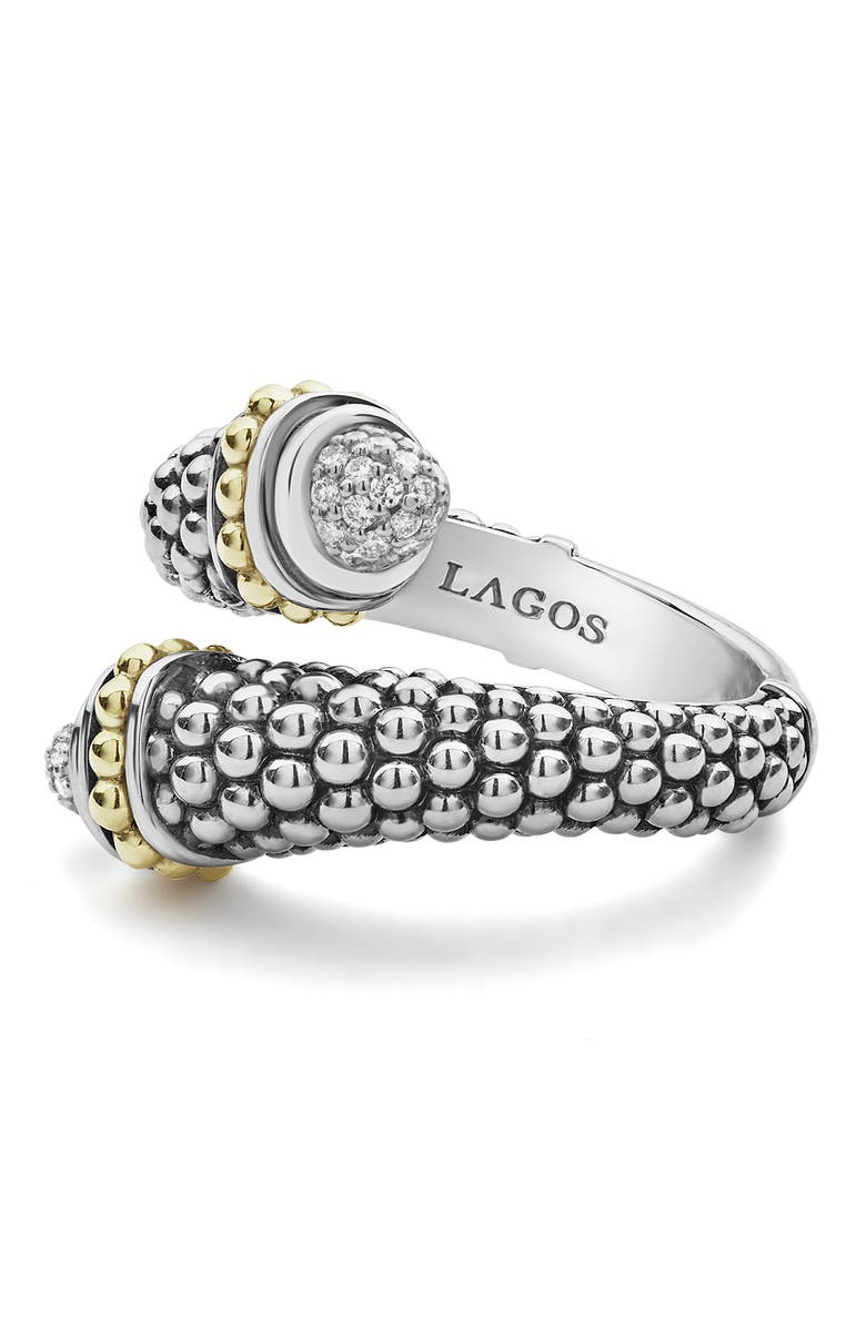 LAGOS Signature Caviar & Diamond Pavé Crossover Ring, Alternate, color, 