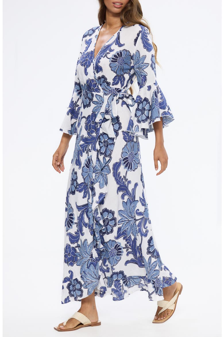 Carly Wrap Maxi Dress, Alternate, color, NAVY IBIZA