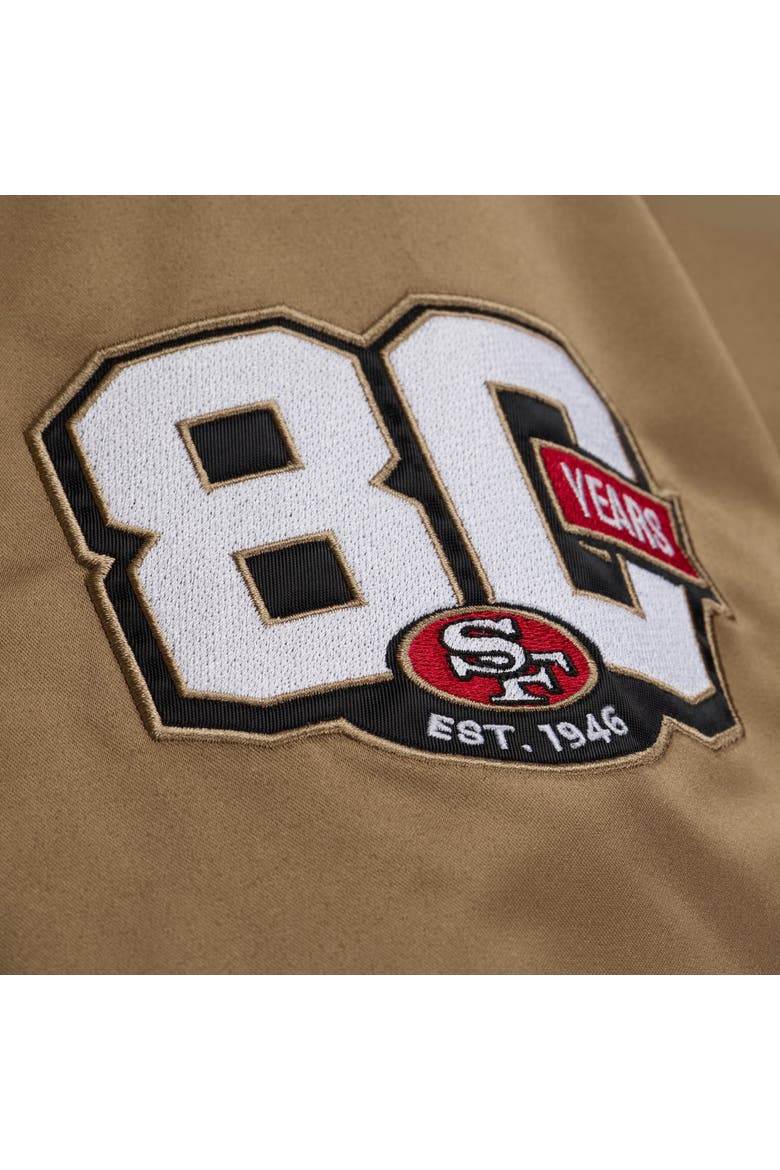 Men's Mitchell & Ness Gold San Francisco 49ers 80th Anniversary Heavyweight Satin Full-Snap Jacket, Alternate, color, Gold