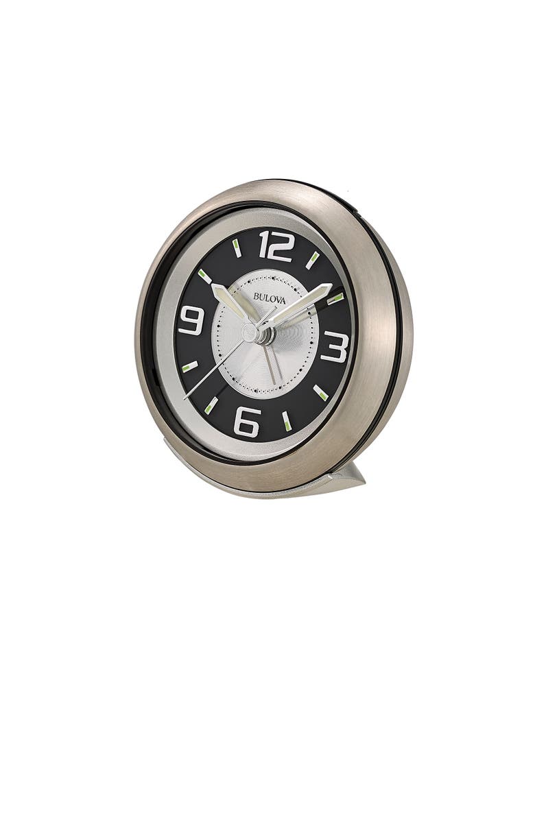 Bulova Clocks Lite Night Silver Alarm Table Clock, Silver, Alternate, color, Silver