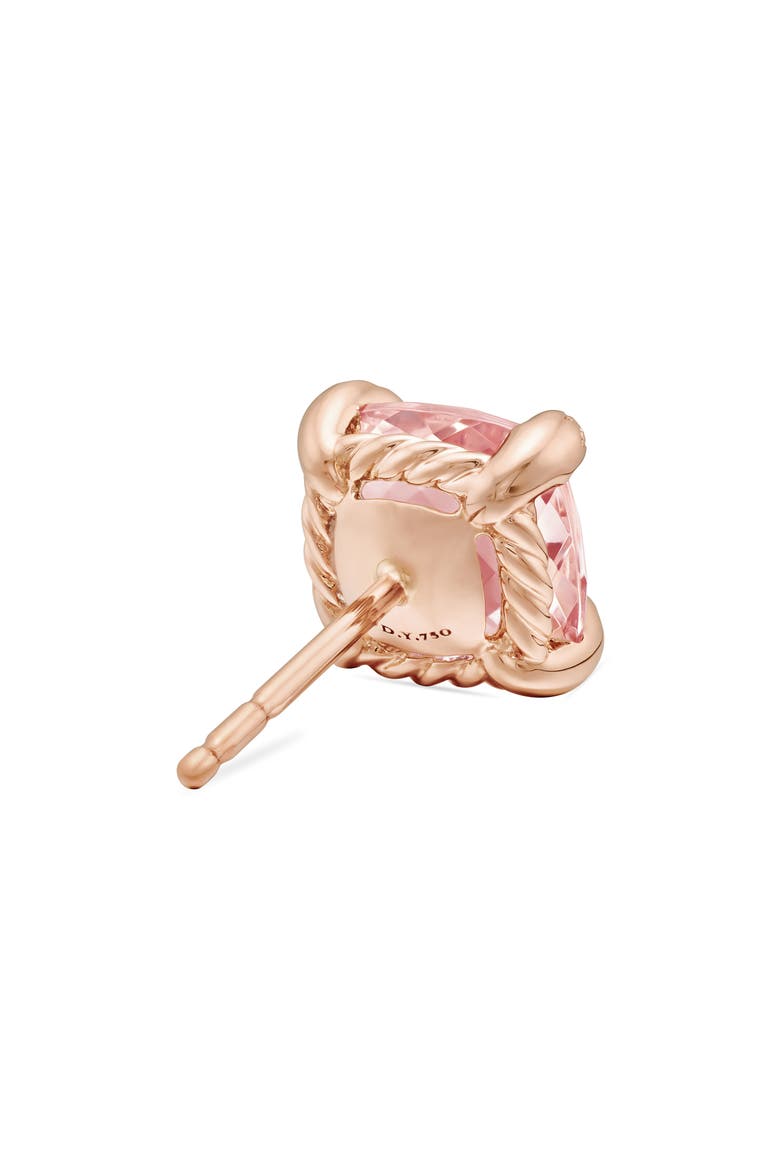Châtelaine® Morganite 18k Rose Gold Stud Earrings with Diamonds, Alternate, color, ROSE GOLD/ DIAMOND/ MORGANITE