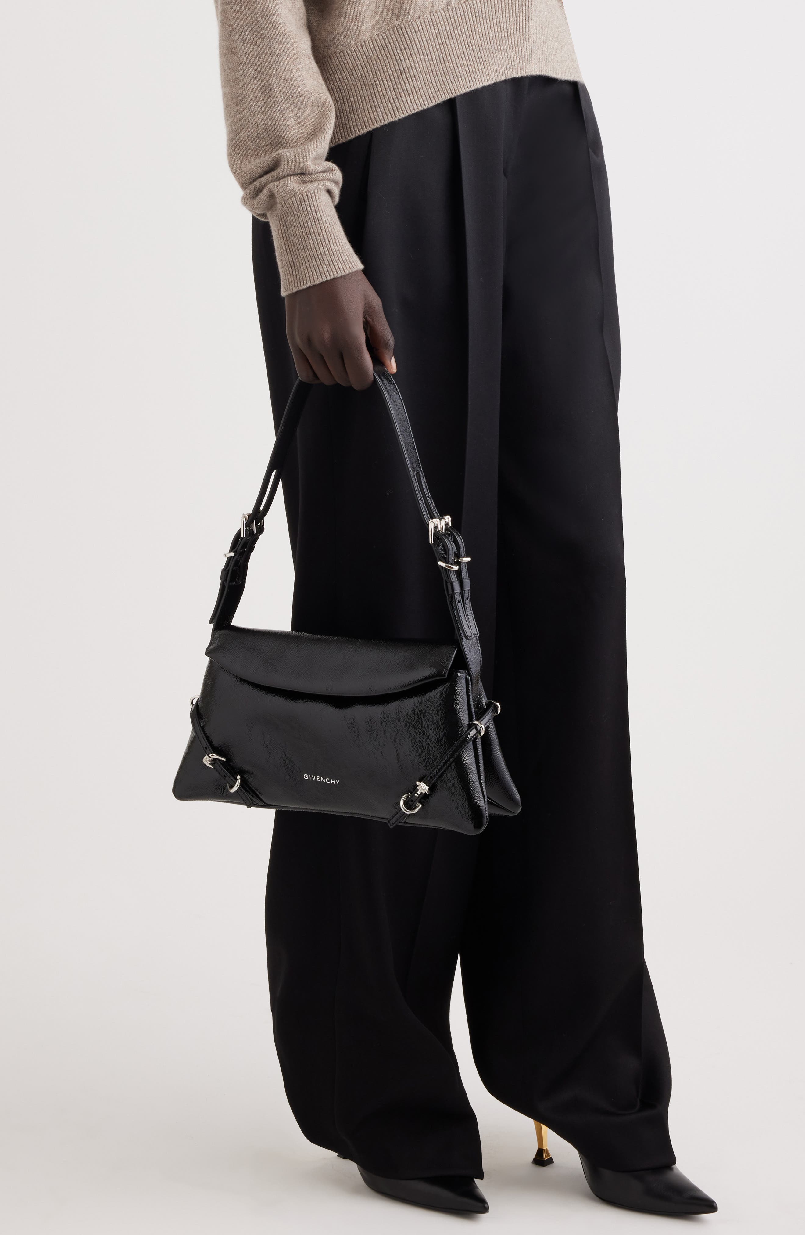 Givenchy Small Voyou Patent Leather Shoulder Bag, Alternate, color, 