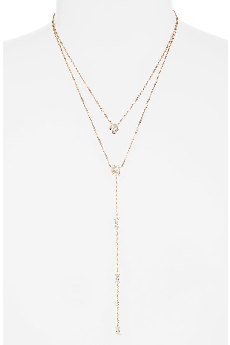 Layered Cubic Zircoina Y-Necklace, Alternate, color, CLEAR- GOLD