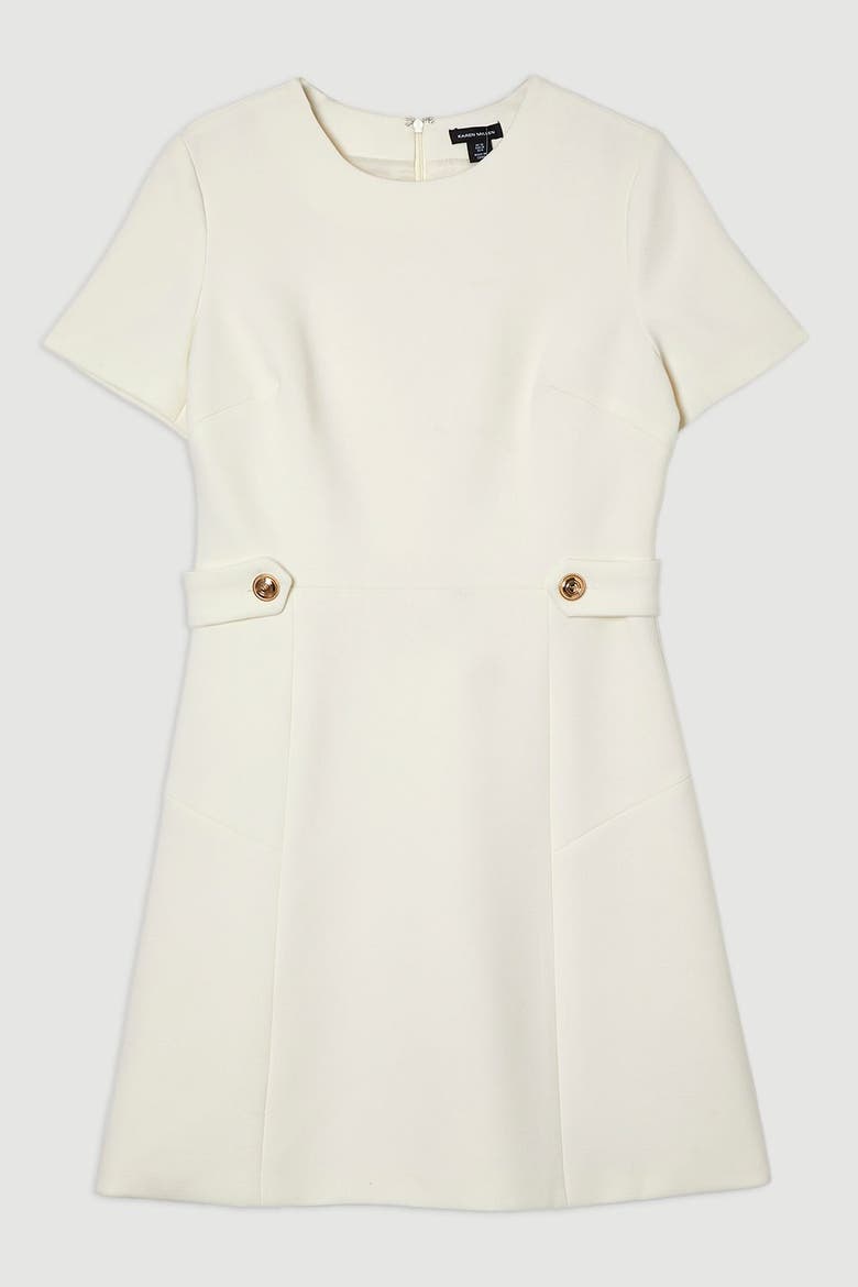 Tab Detail Tailored Mini Dress, Alternate, color, Cream