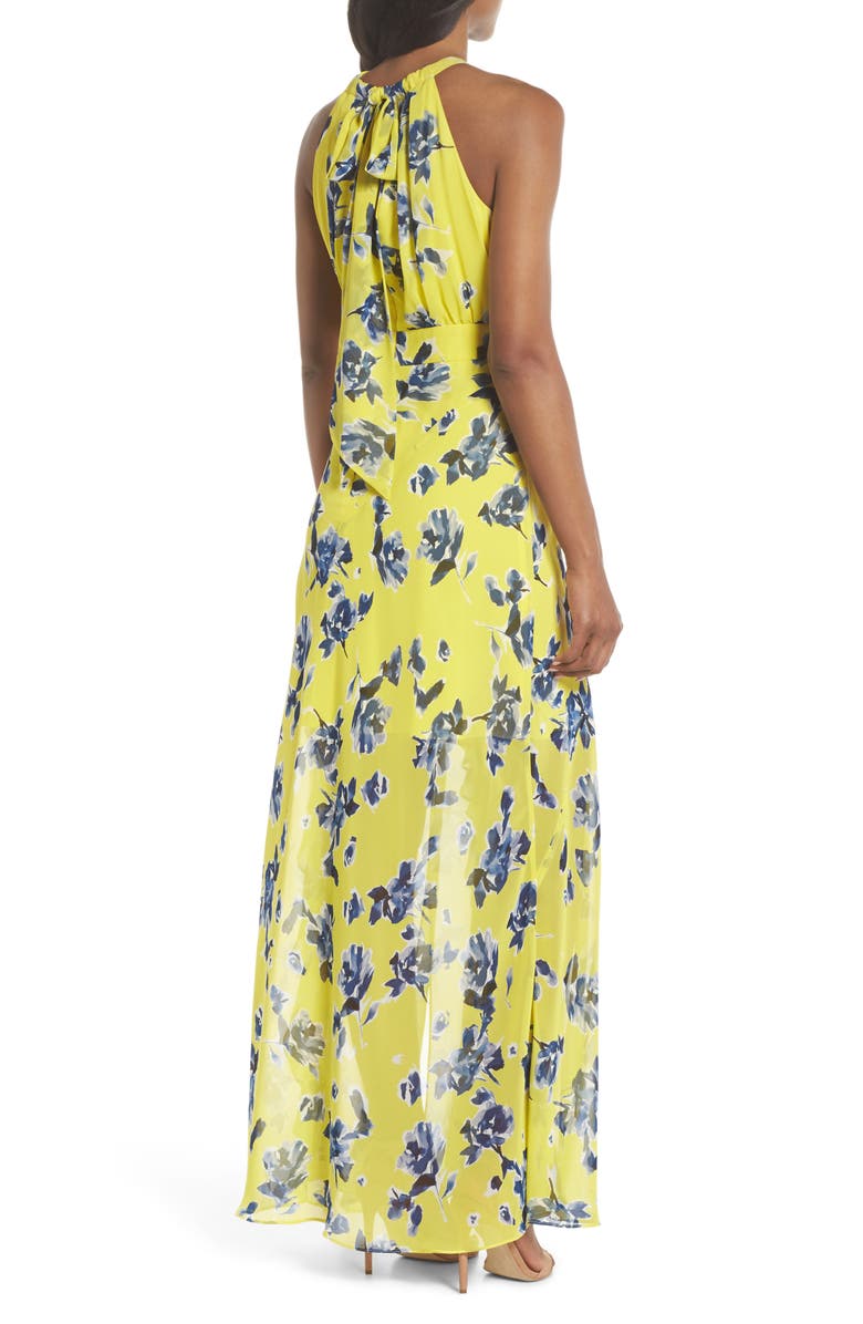 Eliza J Halter Ruffle Maxi Dress, Alternate, color, 