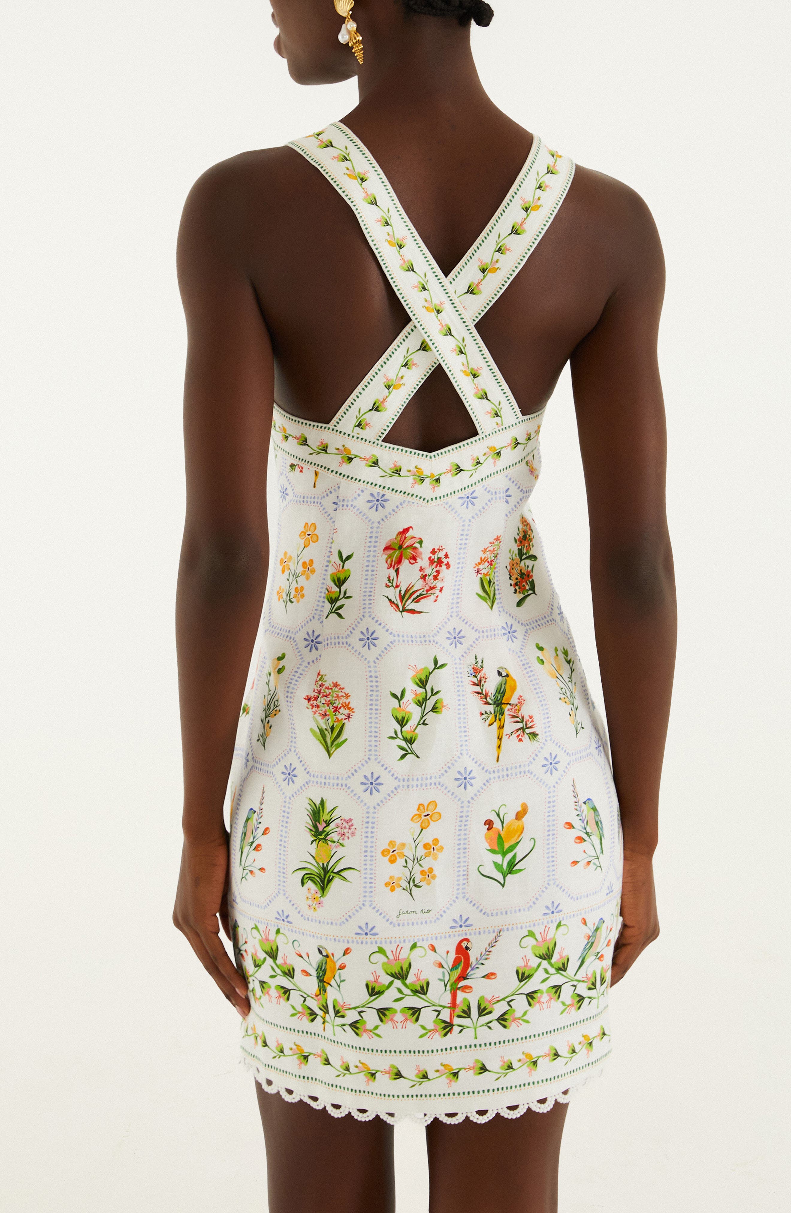 Tropical Porcelain Linen Minidress - image 2