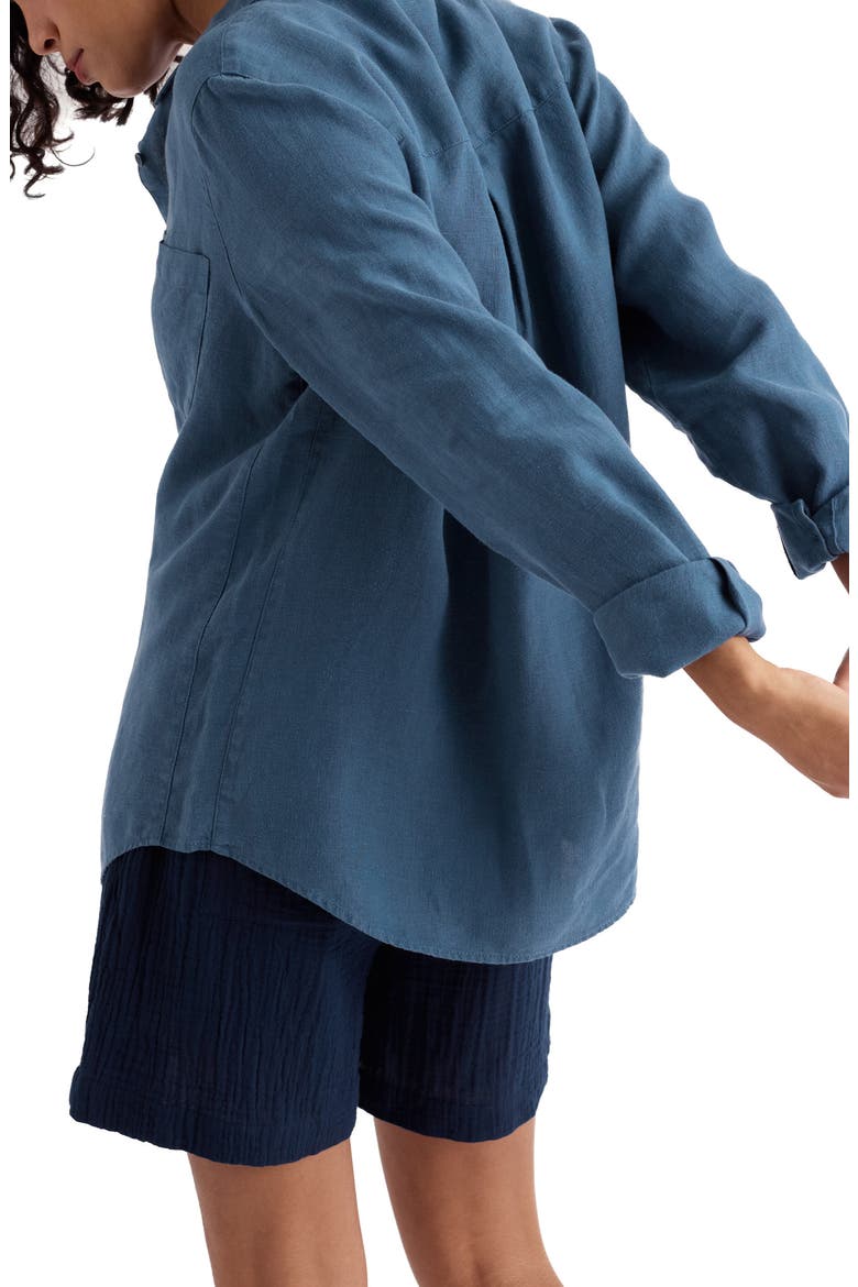 Hazel Branch Linen Button-Up Shirt, Alternate, color, DUSK