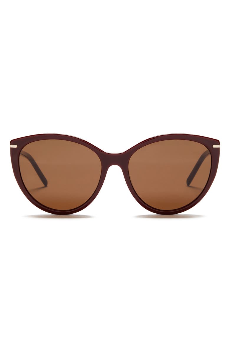 PAIGE Riley 59mm Cat Eye Sunglasses, Main, color, Burgundy With Brown Lens