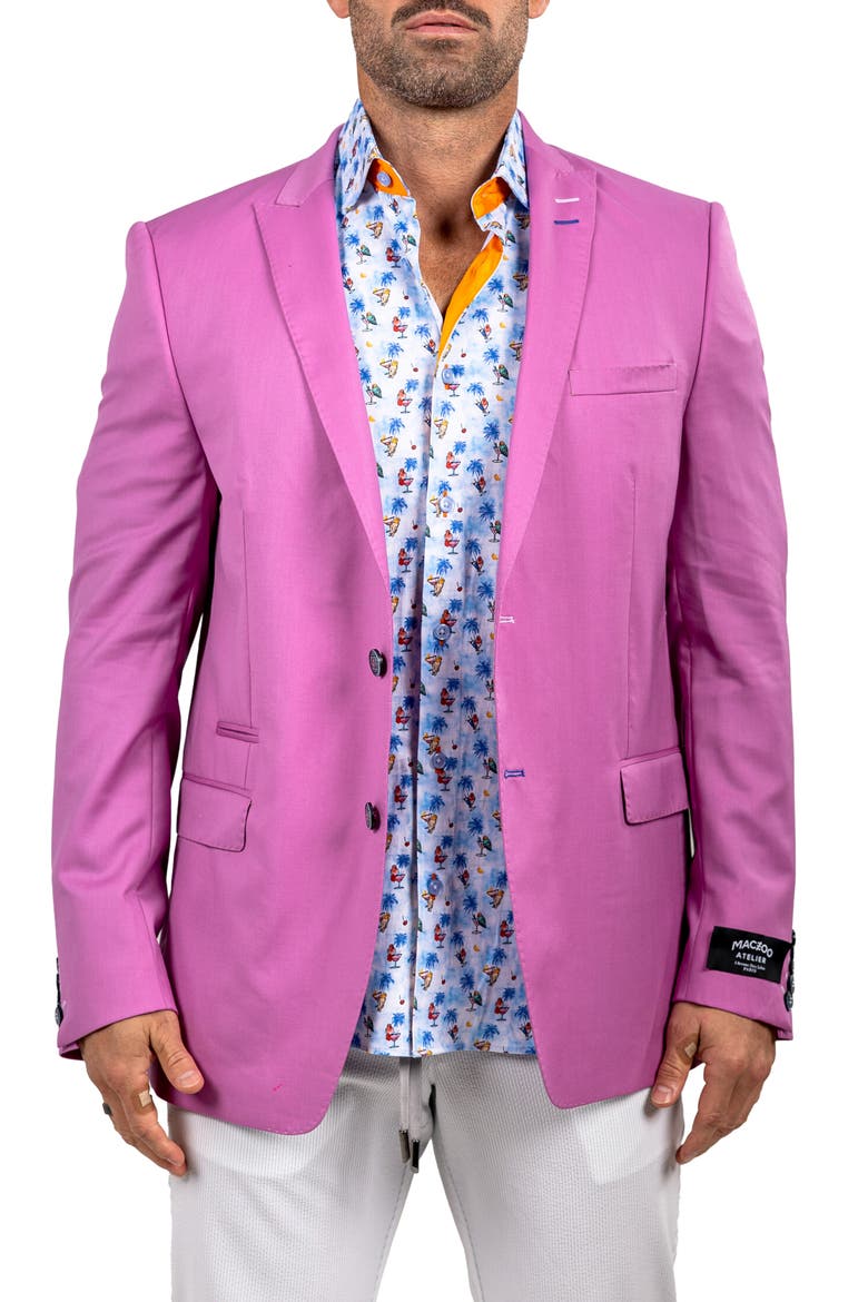 Descartes Marthyr028 Purple Virgin Wool Peak Lapel Blazer, Main, color, PURPLE