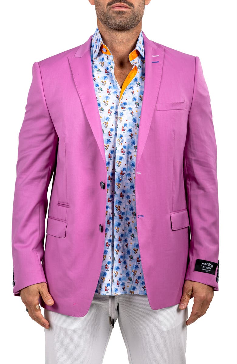 Maceoo Descartes Marthyr028 Purple Virgin Wool Peak Lapel Blazer, Main, color, Purple