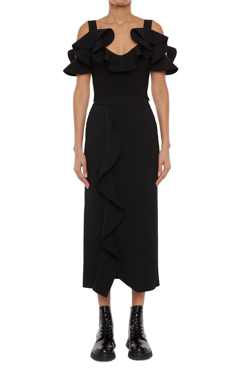 McQueen Alexander McQueen Engineered Sculpted Knit Pencil Skirt, Main, color, 