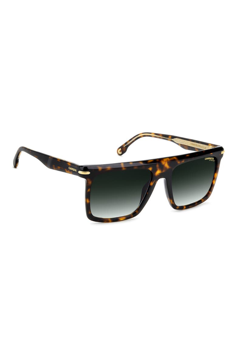 56mm Gradient Rectangular Flat Top Sunglasses, Alternate, color, HAVANA/ GREEN SHADED