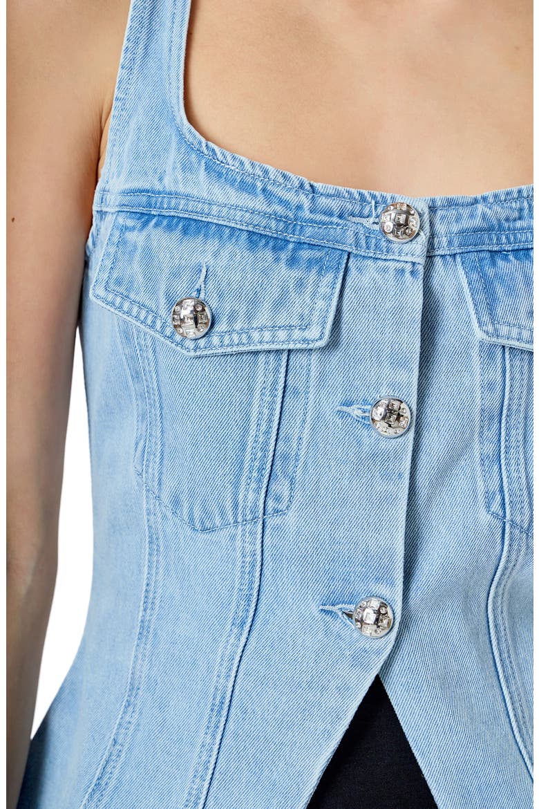 Fitted Denim Cutaway Vest, Alternate, color, LIGHT DENIM