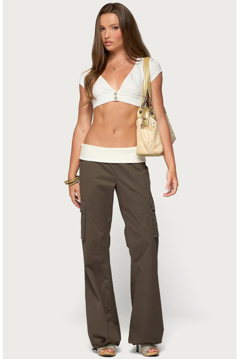 Cecey Button Up Crop Top, Alternate, color, WHITE