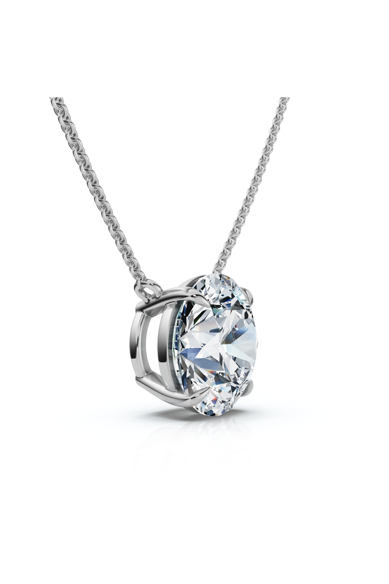 2Ct Round Cut Diamond Solitaire Pendant 14k Gold 18" Women's Necklace Lab Grown, Alternate, color, White Gold