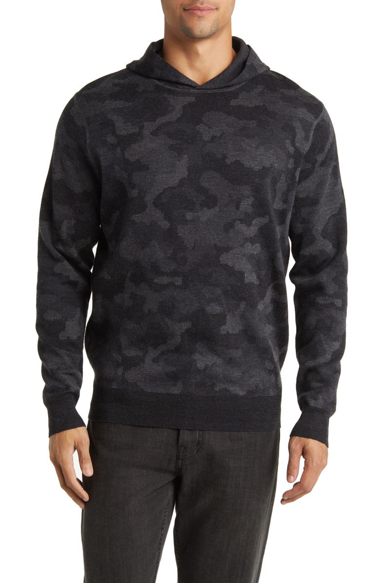 Peter Millar Camouflage Reversible Merino Wool Hoodie Sweatshirt, Main, color,