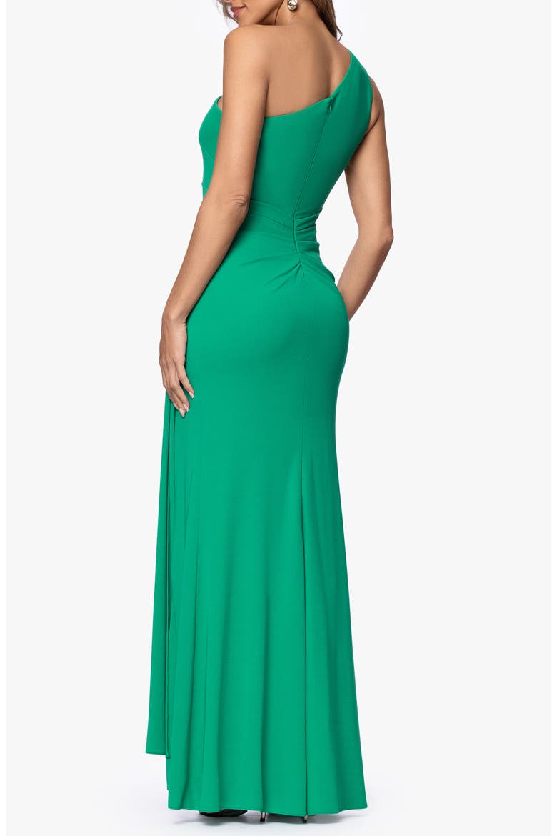 Caroline Matte Jersey One-Shoulder Gown, Alternate, color, EMERALD