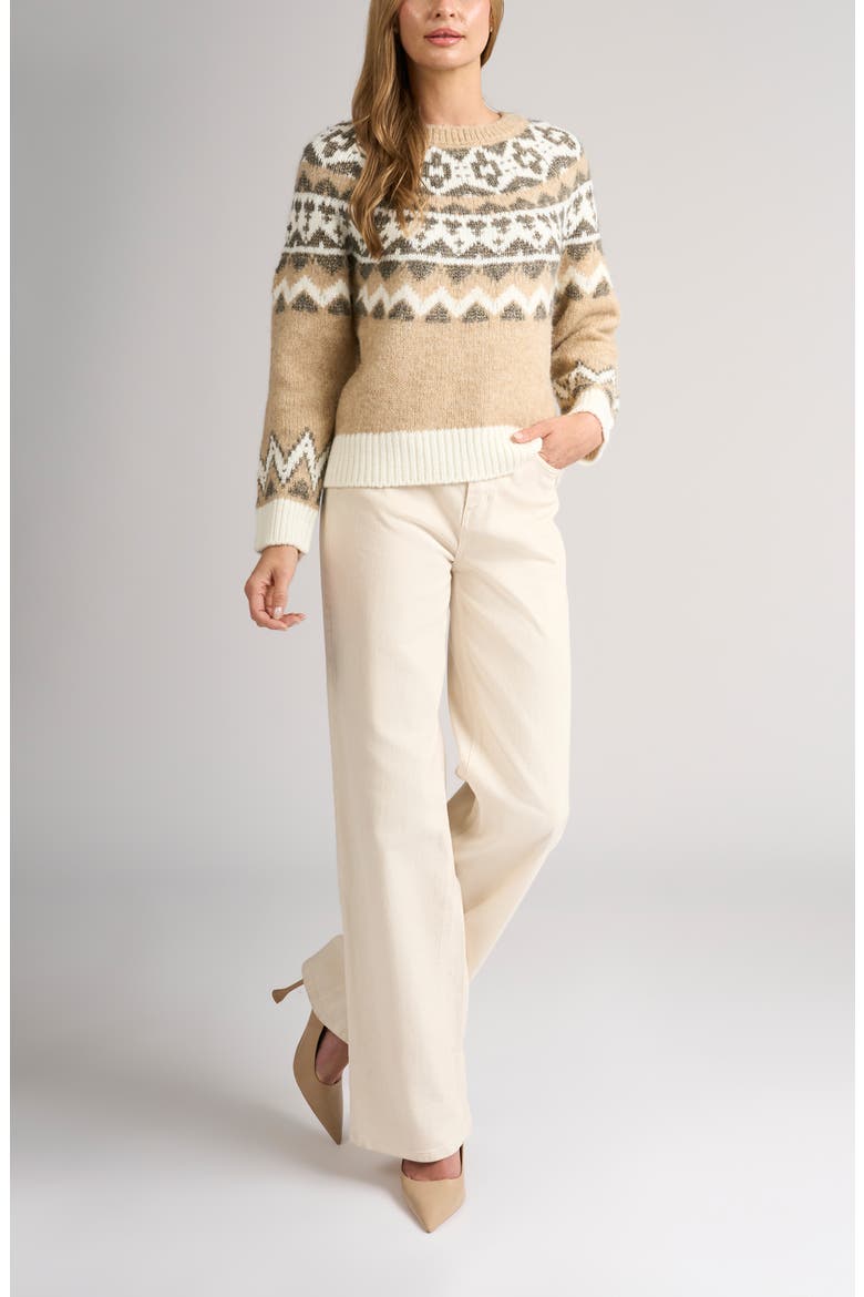 Janis Fair Isle Sweater, Alternate, color, NEW BISCOTTI
