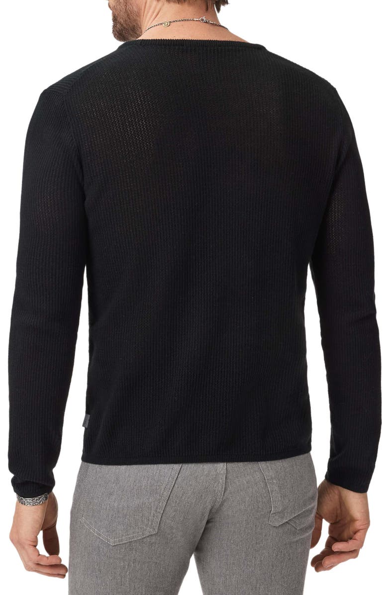 John Varvatos Montclair Mesh Stitch Organic Cotton Blend Sweater, Alternate, color, Black