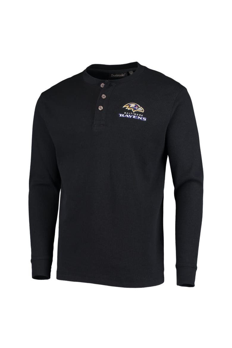Men's Dunbrooke Black Baltimore Ravens Logo Maverick Thermal Henley Long Sleeve T-Shirt, Alternate, color, Black