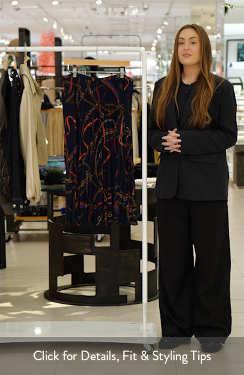 Belting Print Pleated Georgette Skirt, sales video thumbnail