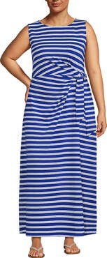 Lands' End Cotton Modal Sleeveless Tie Waist Maxi Dress