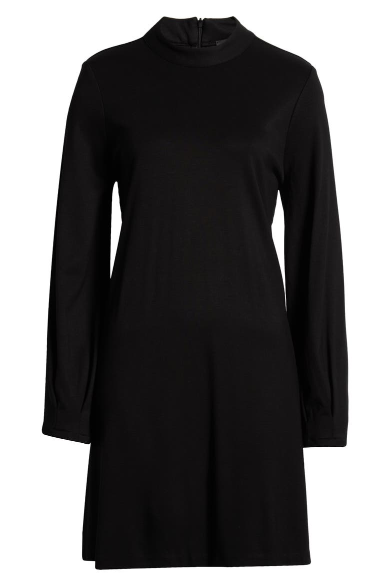 Mock Neck Long Sleeve Dress, Alternate, color, RICH BLACK