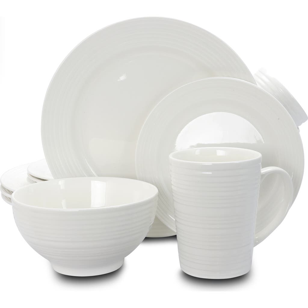 Gibson Home Amelia Court 16 Piece Dinnerware Set Embossed In White