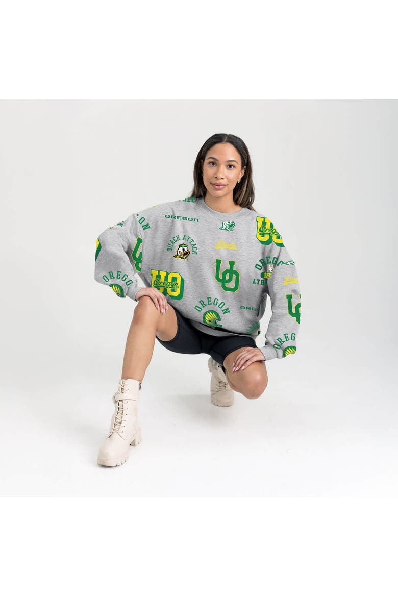 Women's Gameday Couture Gray Oregon Ducks Always on Repeat Fleece Sweatshirt, Alternate, color, Gray