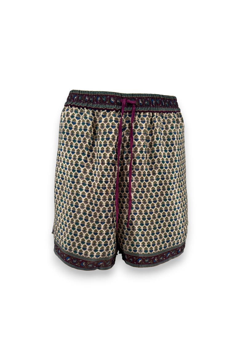 Embossed Botanical Crepe Shorts, Main, color, Forest plum