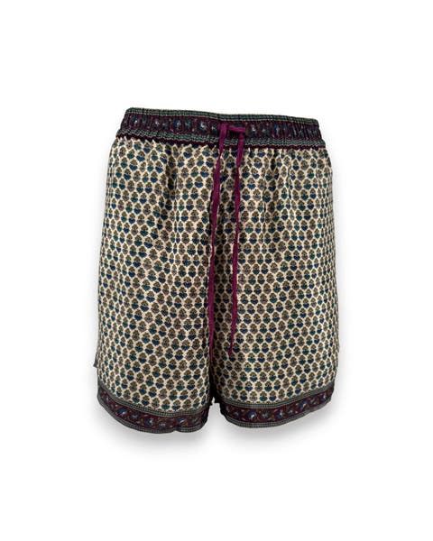 Embossed Botanical Crepe Shorts