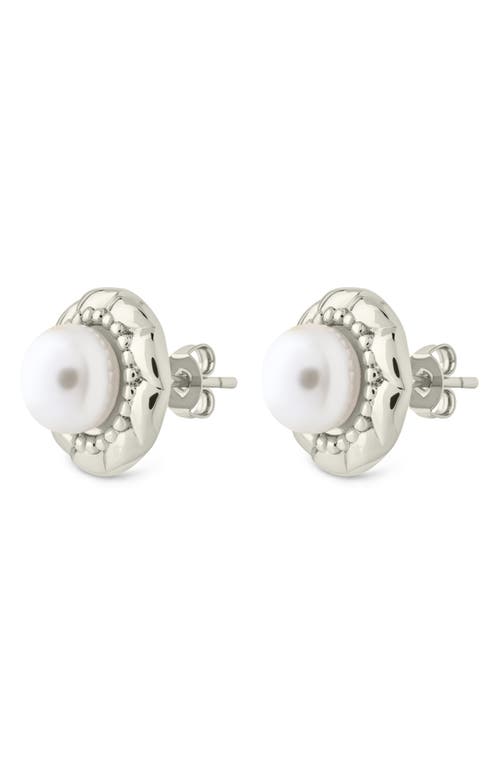 Sterling Forever Eudora Pearl Button Stud Earrings