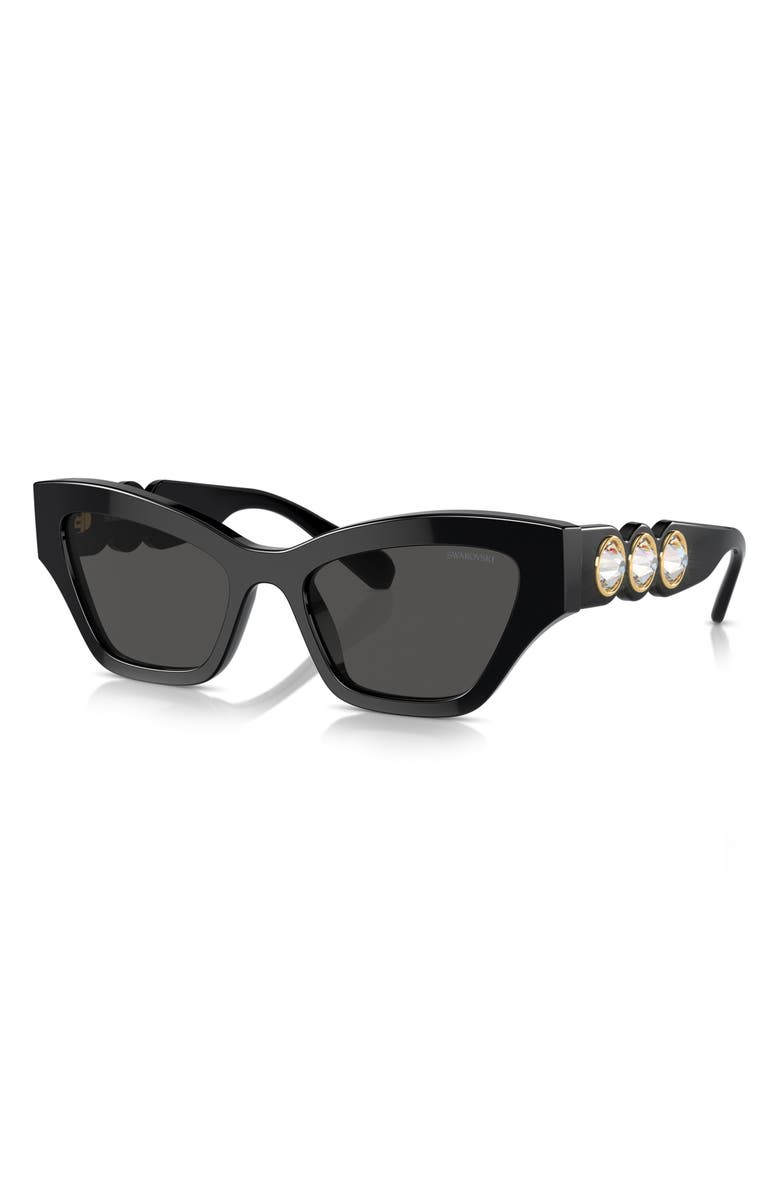 Swarovski 54mm Crystal Cat Eye Sunglasses, Alternate, color, Black