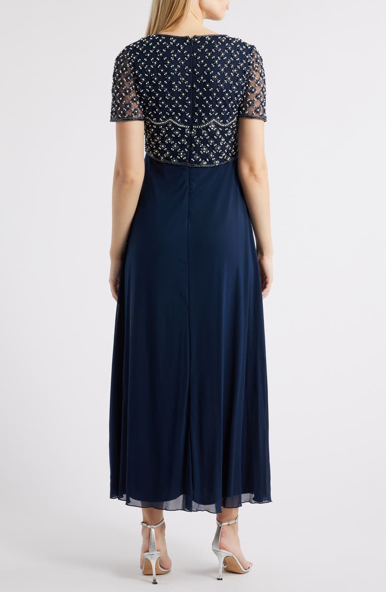 Pisarro Nights Faux Pearl Bodice Gown, Alternate, color, Navy 410