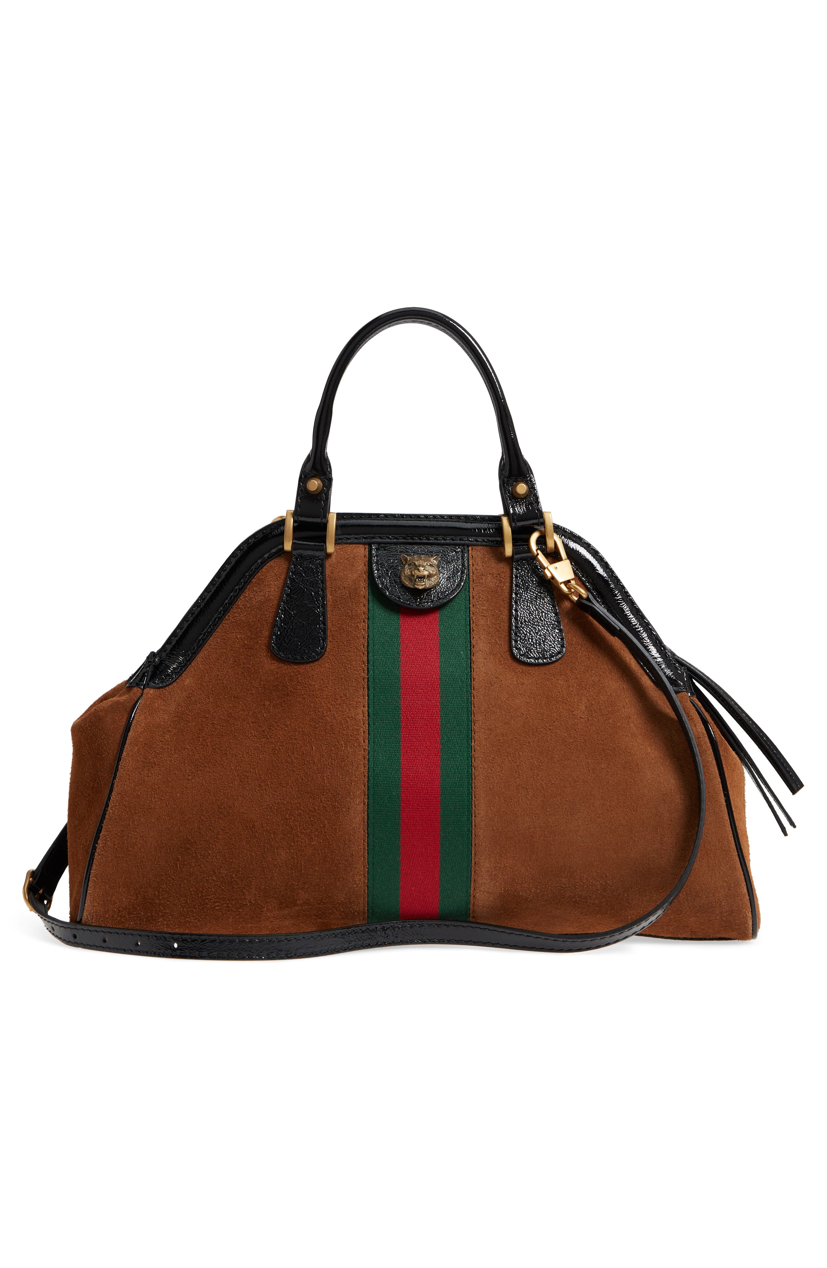 Gucci Medium RE(BELLE) Suede Satchel, Alternate, color, 