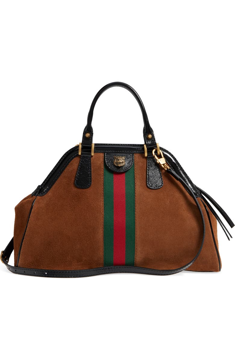 Gucci Medium RE(BELLE) Suede Satchel, Alternate, color,