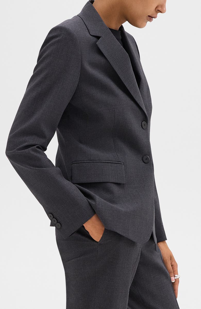 Theory Carissa Good Wool Blazer, Alternate, color, Charcoal Melange